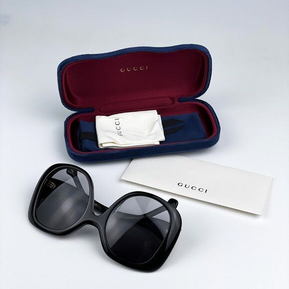 NEW Gucci GG1235S 001 Black Grey Gradient Butterfly Oversized Women Sunglasses